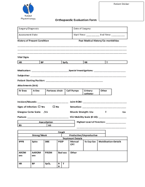 Orthopaedic Evaluation Form