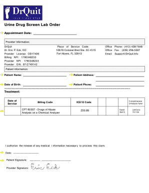 Urine Drug Screen Lab Order