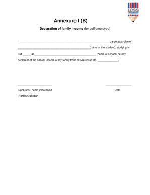 Declaration of Family Income for Self-Employed