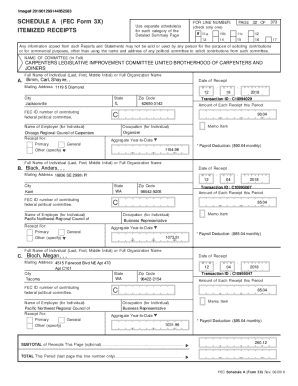 FEC Form 3X Schedule A