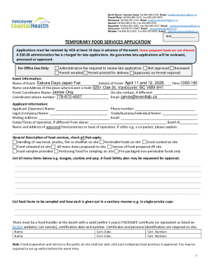 Temporary Food Services Application
