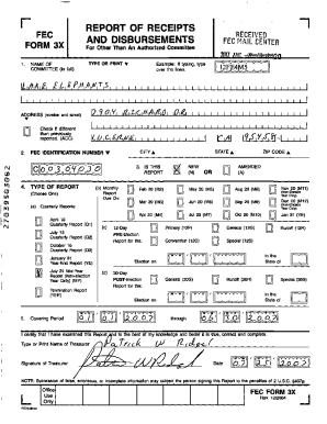 FEC Form 3X Report of Receipts and Disbursements