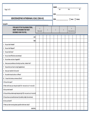 Benzodiazepine Withdrawal Scale (CIWA-B)