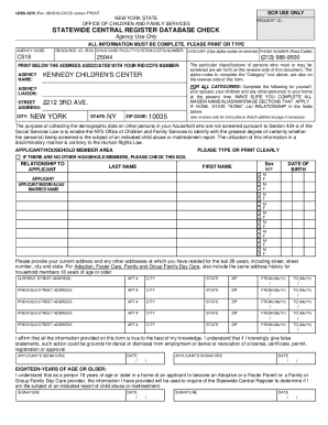 New York Statewide Central Register Database Check Form
