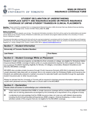 WSIB or Private Insurance Coverage Form