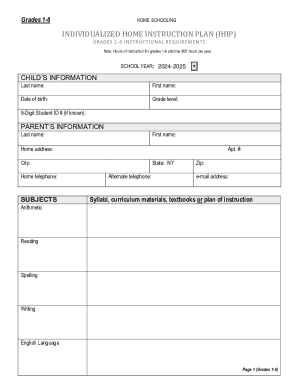 New York Grades 1-6 Home Schooling IHIP