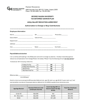 George Mason University 403(b) Salary Reduction Agreement