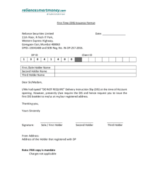 First Time DIS Issuance Request