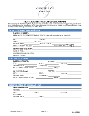 Trust Administration Questionnaire
