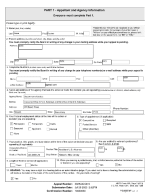 MSPB Form 185 - Federal Employee Appeal