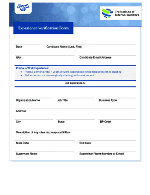Experience Verification Form