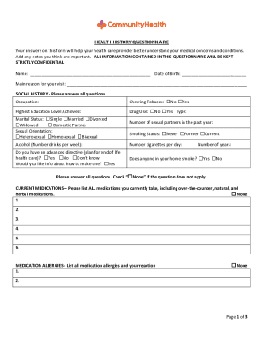 Health History Questionnaire