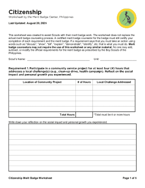 Citizenship Merit Badge Worksheet