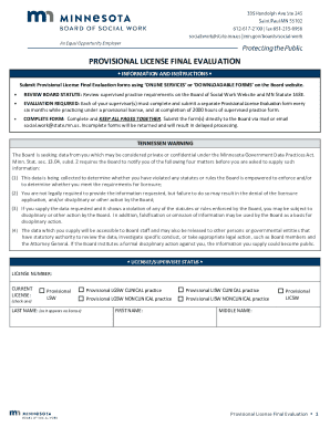Provisional License Final Evaluation