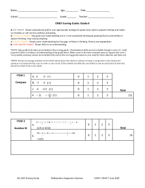 Grade 6 Mathematics Diagnostic Interview Scoring Guide