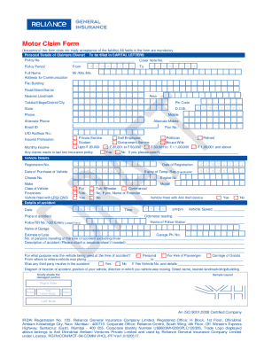 Motor Claim Form