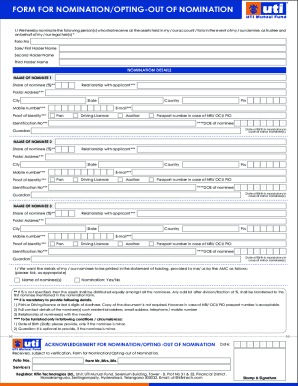 Mutual Fund Nomination Form