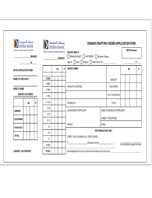 Demand Draft/Pay Order Application Form