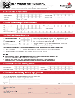 RSA Minor Withdrawal Form
