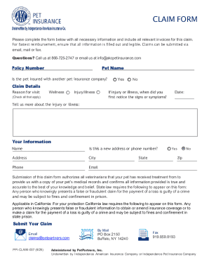 Pet Insurance Claim Form
