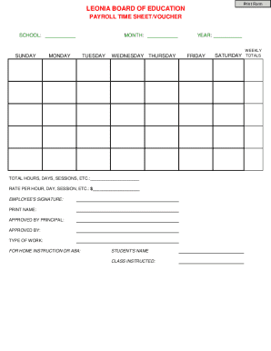 Leonias Board of Education Payroll Time Sheet