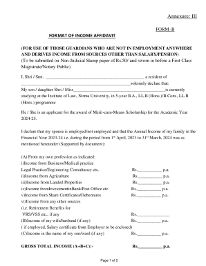 Income Affidavit Form B