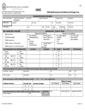 HMO Health Insurance Enrollment and Change Form