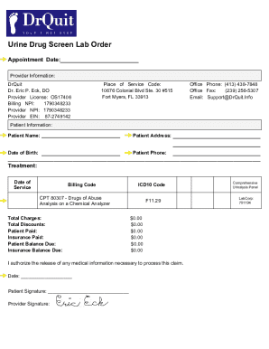 Urine Drug Screen Lab Order