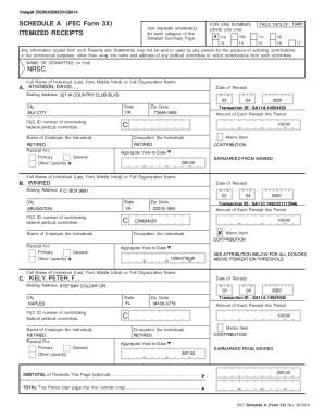 FEC Form 3X Schedule A