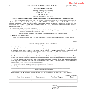 Currency Declaration Form (CDF) Amendment 2026
