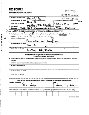FEC Form 2 Statement of Candidacy