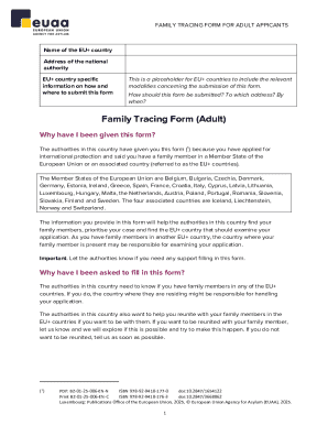 Family Tracing Form for Adult Applicants