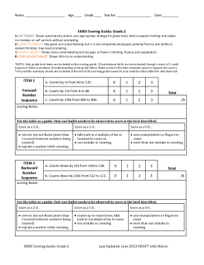 Grade 2 Math Scoring Guide