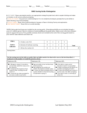 Kindergarten EMDI Scoring Guide
