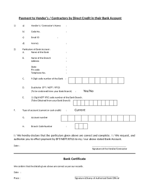 Vendor Payment Authorization Form