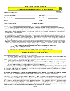 California School Medication Authorization Form