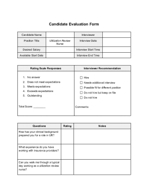 Candidate Evaluation Form