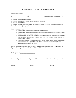 Laptop Award Undertaking