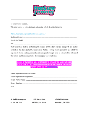Vehicle Release Authorization Form
