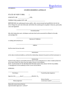 New York Student Residency Affidavit