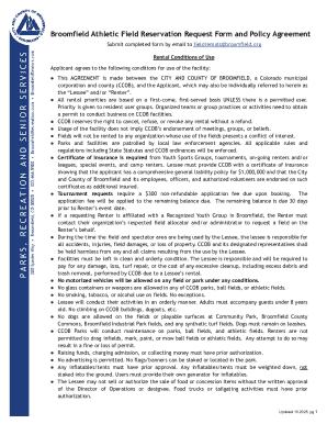 Broomfield Athletic Field Reservation Request Form