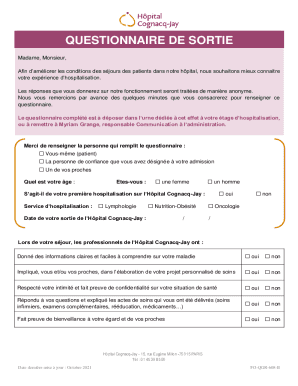 Hôpital Cognacq-Jay Patient Feedback Form