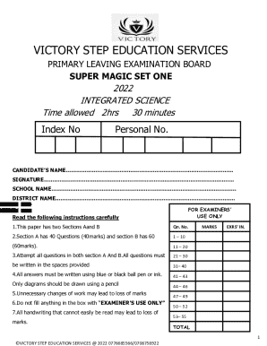 Primary Leaving Examination Board Integrated Science Exam