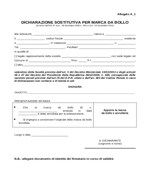 Dichiarazione Sostitutiva per Marca da Bollo