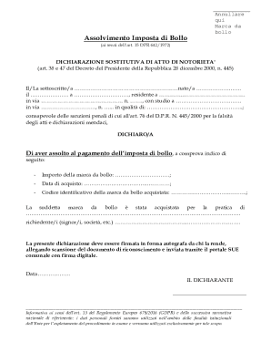 Dichiarazione di Pagamento dell'Imposta di Bollo
