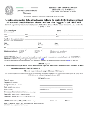 Request of Registration of Birth