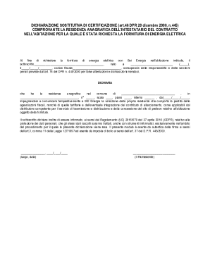 Italian Electricity Residency Declaration Form