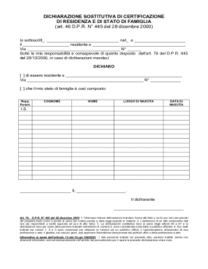 Italian Residence and Family Status Declaration