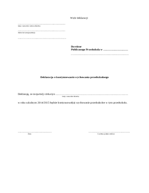 Polish Preschool Education Declaration Form