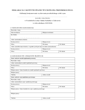 Preschool Continuation Declaration